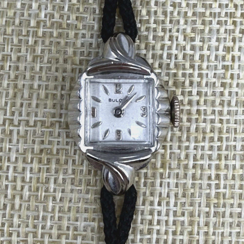 Vintage Bulova Ladies Watch 10K RGP Bezel Cord Strap Works and Keeps Time